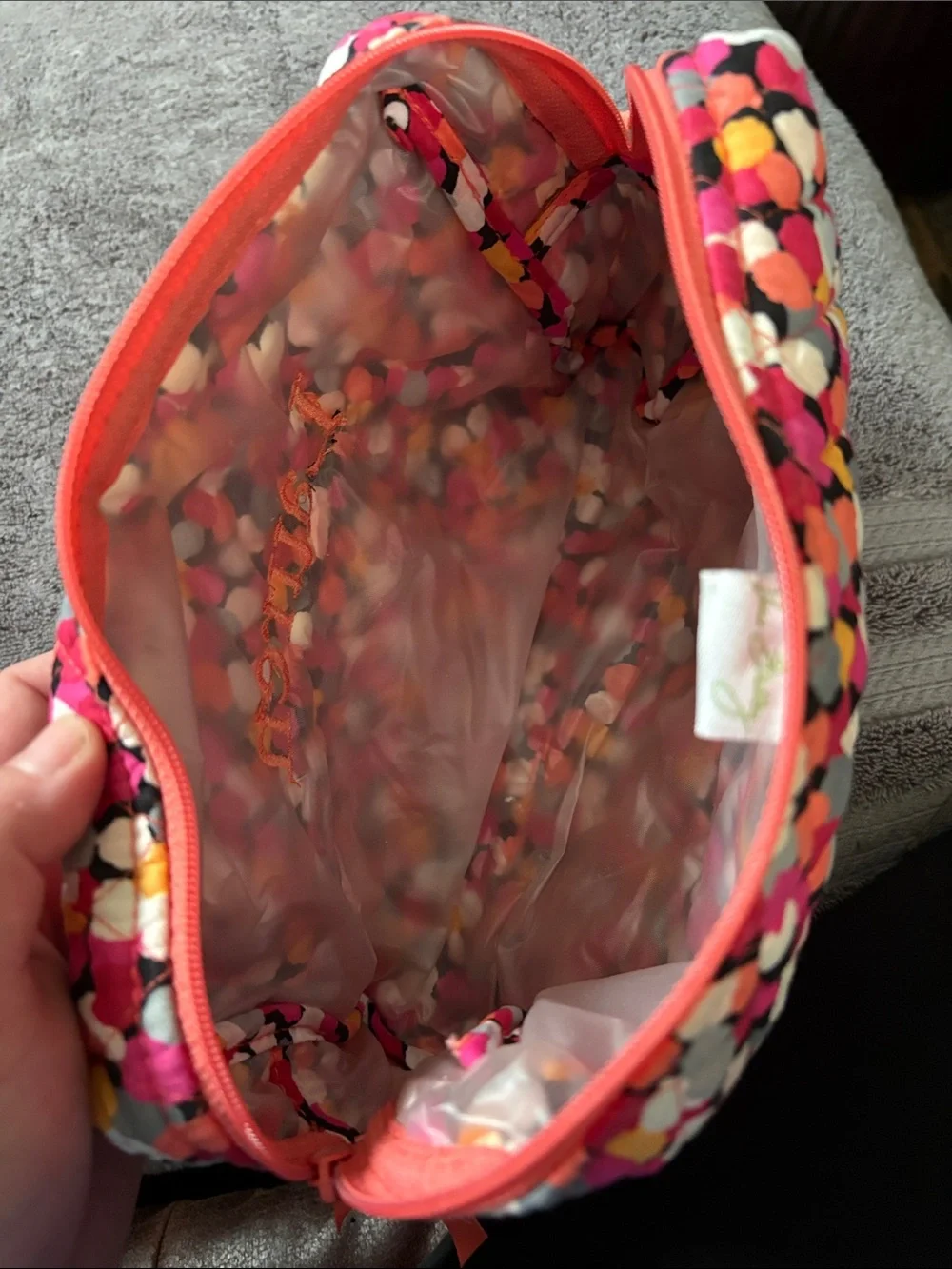 Vera Bradley Pink Multi Quilted Cosmetic Case with Coral Trim